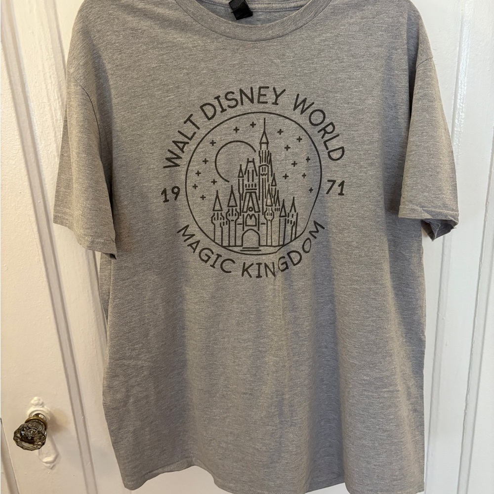 Disney Gray Short Sleeve Tee with Castle Logo